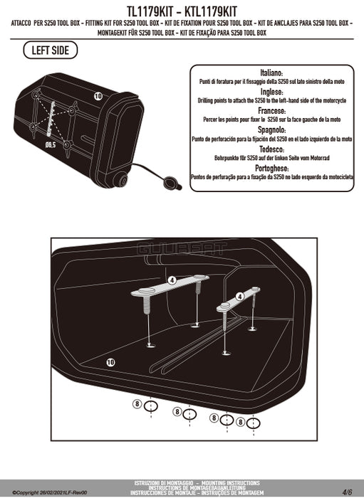 GIVI TL1179KIT ツールボックスステー S250用 フィッティングキット／HONDA CRF1100L アフリカツイン専用
