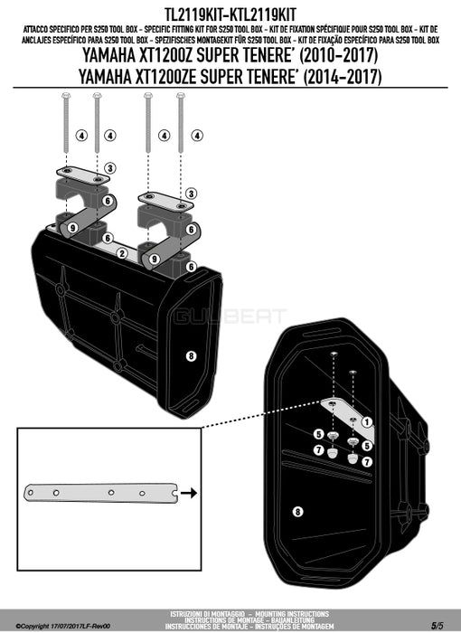 GIVI TL2119KIT ツールボックスステー S250用 フィッティングキット／YAMAHA XT 1200Z スーパーテネレ専用