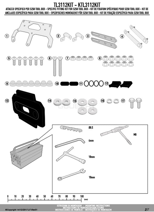 GIVI TL3112KIT ツールボックスステー S250用 フィッティングキット／HONDA CB500X / HONDA 400X / SUZUKI Vストローム 1000 / SUZUKI Vストローム 650専用