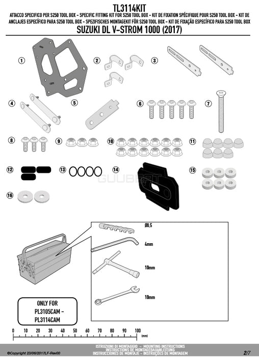 GIVI TL3114KIT ツールボックスステー S250用 フィッティングキット ／ SUZUKI Vストローム 1000専用