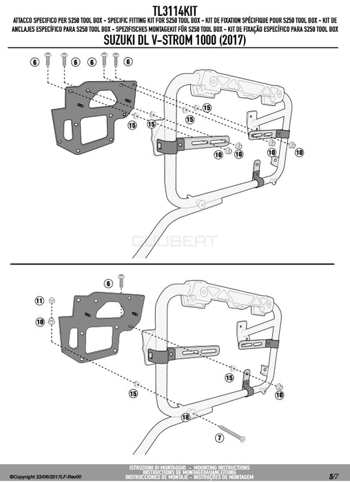 GIVI TL3114KIT ツールボックスステー S250用 フィッティングキット／SUZUKI Vストローム 1000専用