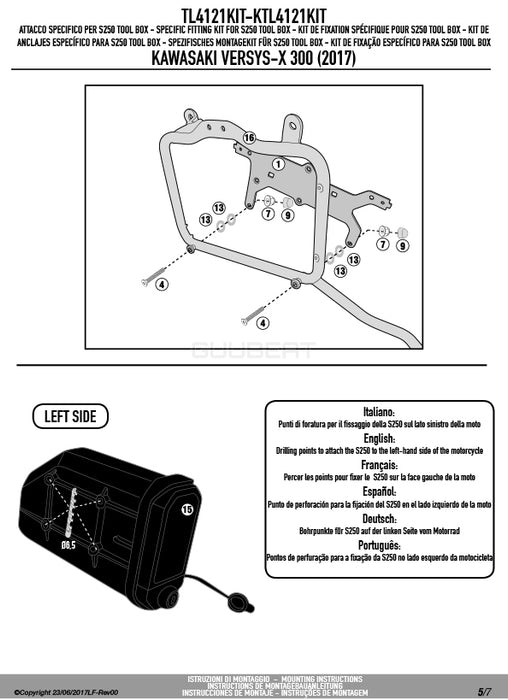 GIVI TL4121KIT ツールボックスステー S250用 フィッティングキット／KAWASAKI ヴェルシスX 300 / KAWASAKI ヴェルシスX 250専用