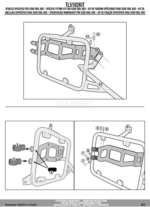 GIVI TL5102KIT ツールボックスステー S250用 フィッティングキット／BMW R 1200 GS ADVENTURE専用