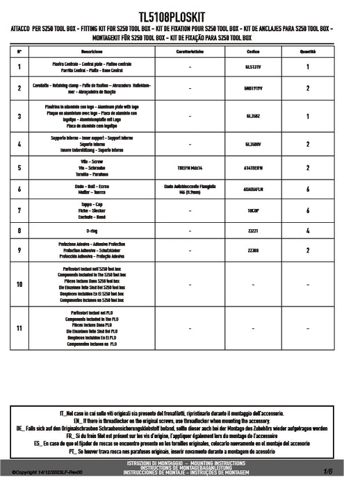 GIVI TL5108PLOSKIT ツールボックスステー S250用 フィッティングキット｜BMW R 1250 GS / R 1250 GS ADVENTURE / R 1200 GS 対応
