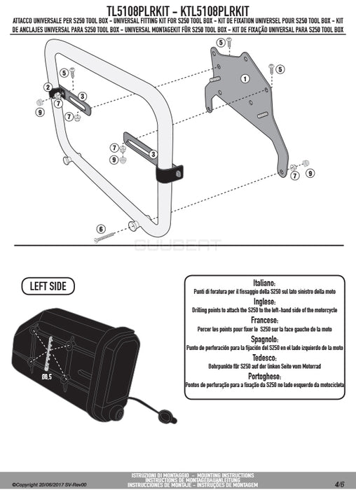 GIVI TL5108PLRKIT ツールボックスステー S250用 フィッティングキット／BMW R 1250 GS ADVENTURE / BMW R 1250 GS / BMW R 1200 GS / BMW R 1200 GS ADVENTURE専用