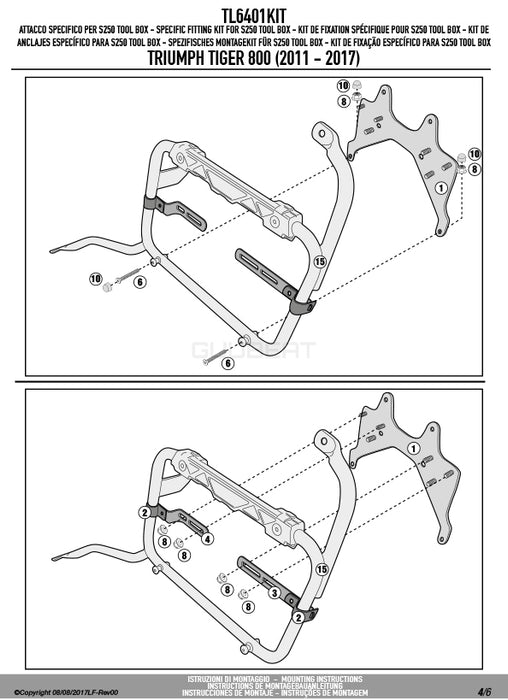 GIVI TL6401KIT ツールボックスステー S250用 フィッティングキット ／ TRIUMPH タイガー 800 XC / TRIUMPH タイガー 800 XR他専用