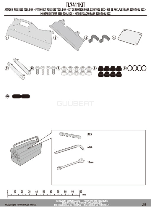 GIVI TL7411KIT ツールボックスステー S250用 フィッティングキット／DUCATI ムルティストラーダ 1260専用