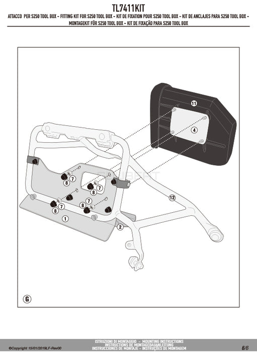 GIVI TL7411KIT ツールボックスステー S250用 フィッティングキット／DUCATI ムルティストラーダ 1260専用