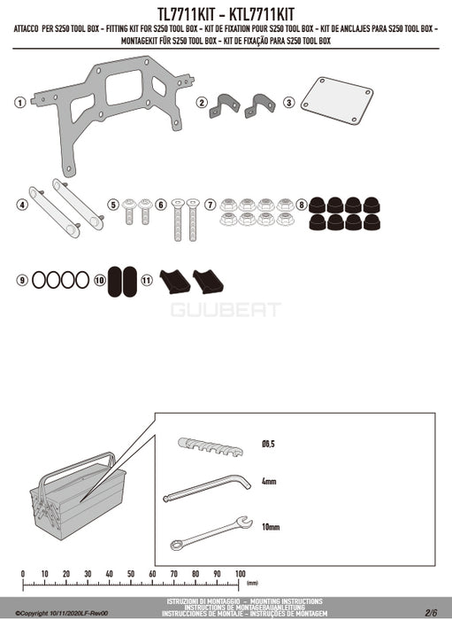 GIVI TL7711KIT ツールボックスステー S250用 フィッティングキット／KTM 390 アドベンチャー / ROYAL ENFIELD スクラム 411 / ROYAL ENFIELD ヒマラヤ専用