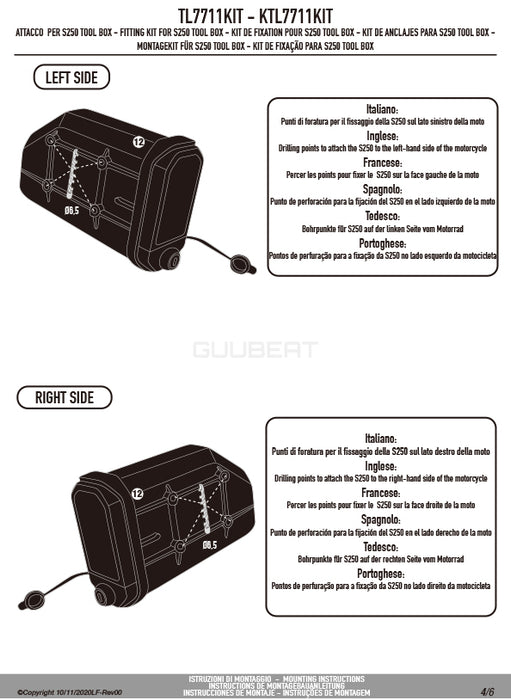 GIVI TL7711KIT ツールボックスステー S250用 フィッティングキット／KTM 390 アドベンチャー / ROYAL ENFIELD スクラム 411 / ROYAL ENFIELD ヒマラヤ専用