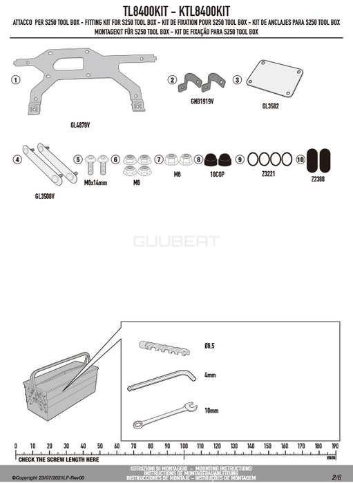 GIVI TL8400KIT ツールボックスステー S250用 フィッティングキット／YAMAHA トレーサー 9 / YAMAHA トレーサー 9 GT専用