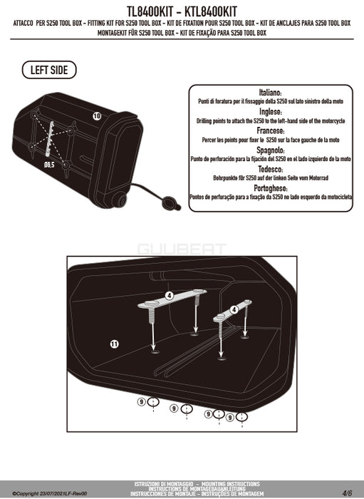 GIVI TL8400KIT ツールボックスステー S250用 フィッティングキット／YAMAHA トレーサー 9 / YAMAHA トレーサー 9 GT専用