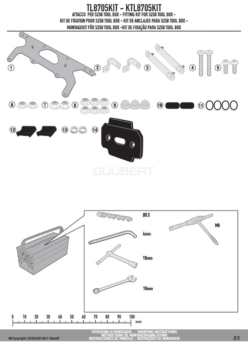 GIVI TL8705KIT ツールボックスステー S250用 フィッティングキット／BENELLI TRK 502 X / BENELLI TRK 502 X / BENELLI TRK 502 / BENELLI TRK 502他専用