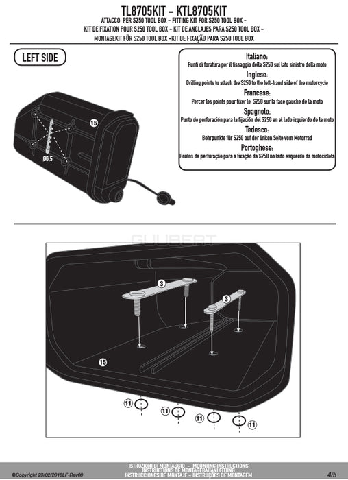 GIVI TL8705KIT ツールボックスステー S250用 フィッティングキット／KAWASAKI ヴェルシス 1100専用