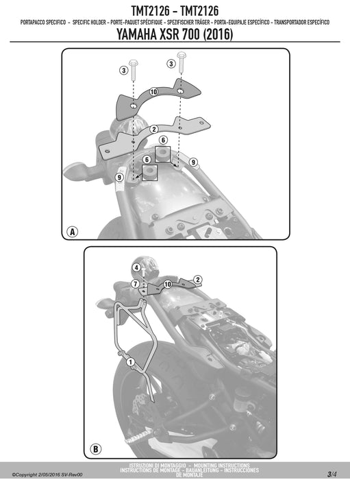 GIVI TMT2126 サイドバッグホルダー MULTI LOCK ( マルチロック ) サイドバッグ MT501 専用／YAMAHA XSR 700専用