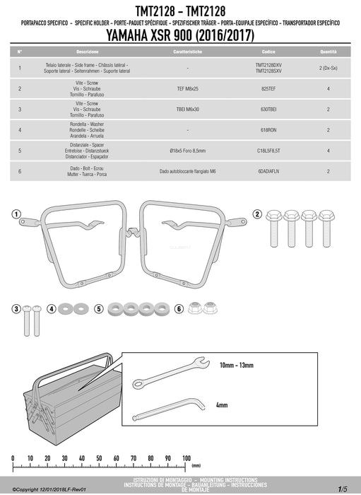 GIVI TMT2128 サイドバッグホルダー MULTI LOCK ( マルチロック ) サイドバッグ MT501 専用 ／YAMAHA XSR 900専用