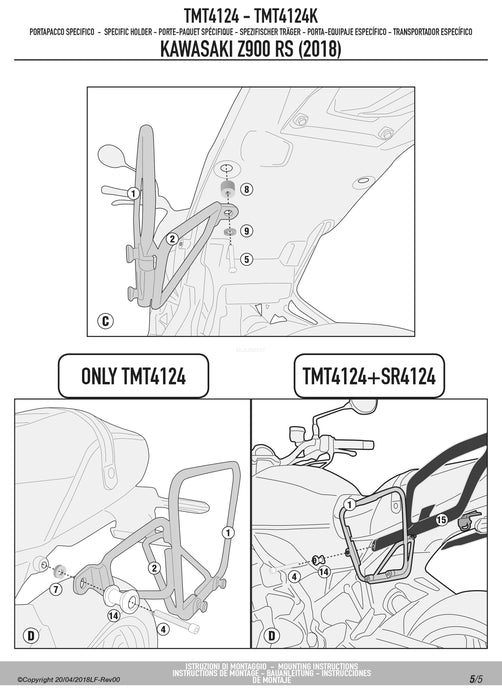 GIVI TMT4124 サイドバッグホルダー MULTI LOCK ( マルチロック ) サイドバッグ MT501 専用 ／KAWASAKI Z 900 RS専用