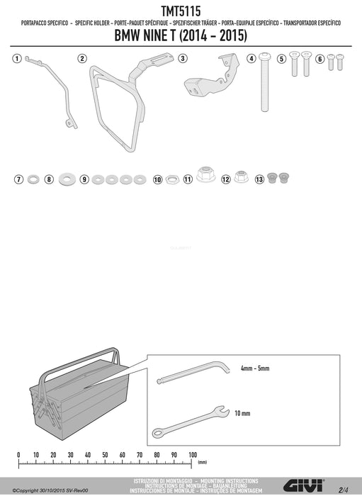 GIVI TMT5115 サイドバッグホルダー MULTI LOCK ( マルチロック ) サイドバッグ MT501 専用 ／BMW R 1200 NINE T SCRAMBLER / BMW R 1200 NINE T専用