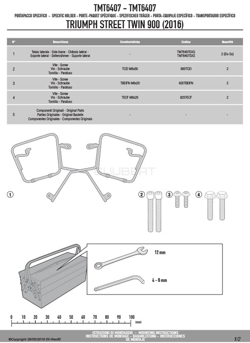 GIVI TMT6407 サイドバッグホルダー MULTI LOCK ( マルチロック ) サイドバッグ MT501 専用 ／TRIUMPH ボンネビル T100 / TRIUMPH スピードツイン 900 / TRIUMPH ストリートツイン 900専用