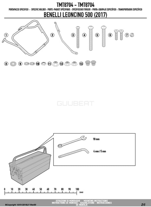 GIVI TMT8704 サイドバッグホルダー MULTI LOCK ( マルチロック ) サイドバッグ MT501 専用 ／BENELLI レオンチーノ 500 / BENELLI レオンチーノ 500 トレール専用