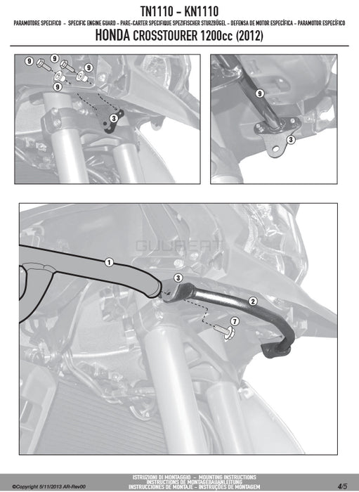 GIVI TN1110 エンジンガード クラッシュバー ブラック／HONDA VFR1200X クロスツアラー / HONDA VFR1200X クロスツアラーDCT専用