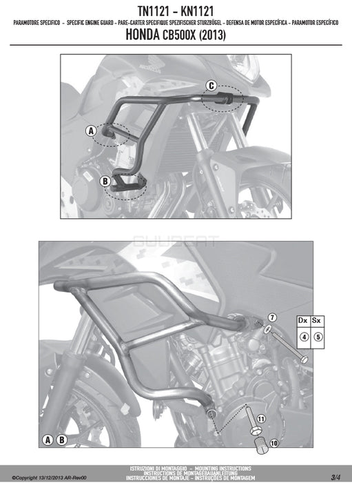 GIVI TN1121 エンジンガード クラッシュバー ブラック／HONDA CB500X / HONDA 400X専用