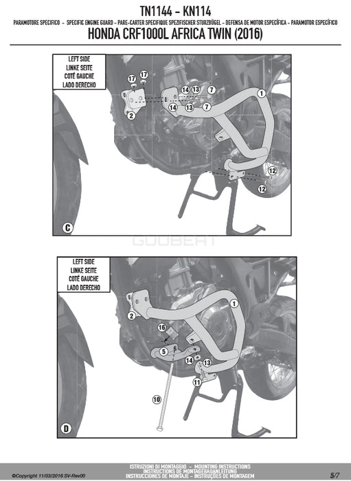 GIVI TN1144 エンジンガード クラッシュバー ブラック／HONDA CRF1000L アフリカツイン専用