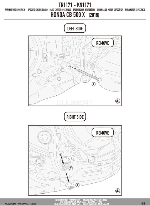 GIVI TN1171 エンジンガード クラッシュバー ブラック／HONDA CB500X / HONDA 400X / HONDA CB500F専用