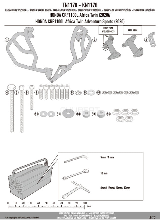 GIVI TN1178 エンジンガード クラッシュバー ブラック／HONDA CRF1100L アフリカツイン専用