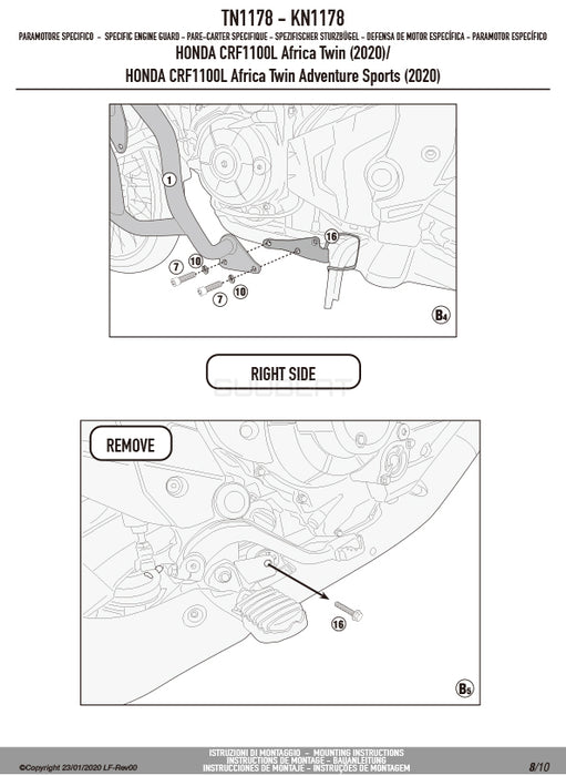 GIVI TN1178 エンジンガード クラッシュバー ブラック／HONDA CRF1100L アフリカツインADVSPORTS / HONDA CRF1100L アフリカツインADVSPORTS / HONDA CRF1100L アフリカツイン / HONDA CRF1100L アフリカツイン専用