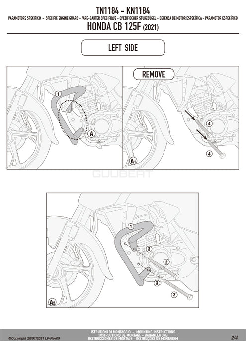 GIVI TN1184 エンジンガード クラッシュバー ブラック／HONDA CB125F専用