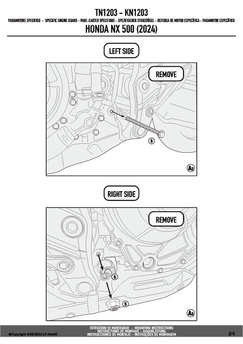 GIVI TN1203 エンジンガード クラッシュバー ブラック／HONDA CB500 ホーネット / HONDA NX 500 / HONDA NX 400専用