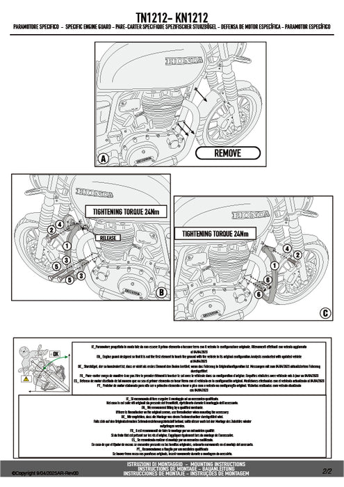 GIVI TN1212 エンジンガード クラッシュバー ブラック スチール製｜HONDA GB 350 S 対応