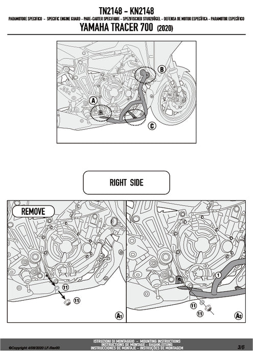 GIVI TN2148B エンジンガード クラッシュバー ブラック／YAMAHA トレーサー 700 / YAMAHA トレーサー 700 GT専用