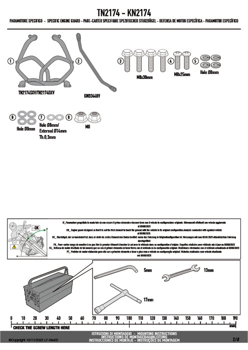 GIVI TN2174 スチール製エンジンガード 上部ラジエター保護用 25mmパイプ仕様 ブラック｜YAMAHA テネレ 700 対応