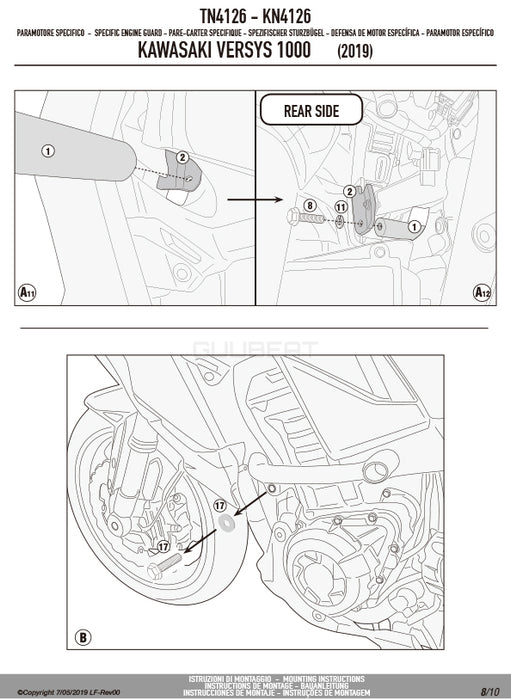 GIVI TN4126 エンジンガード クラッシュバー ブラック／KAWASAKI ヴェルシス 1000 / KAWASAKI ヴェルシス 1000 SE専用