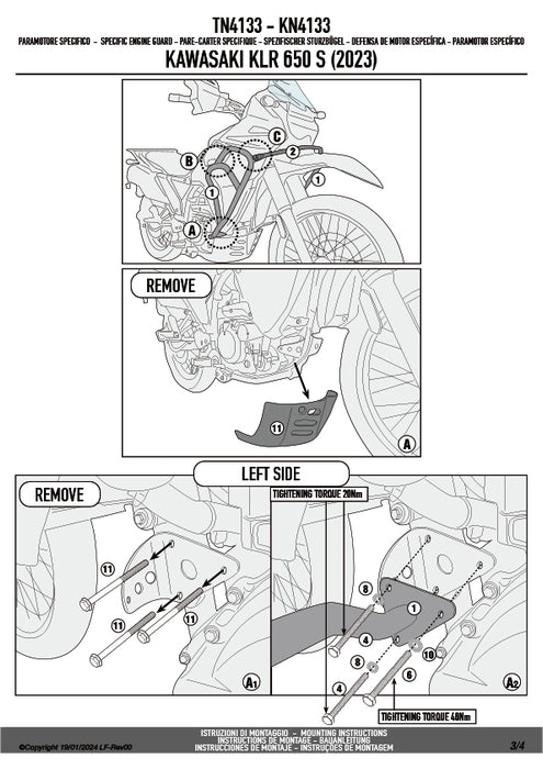 GIVI TN4133 エンジンガード クラッシュバー／KAWASAKI KLR 650 S / KAWASAKI KLR 650専用