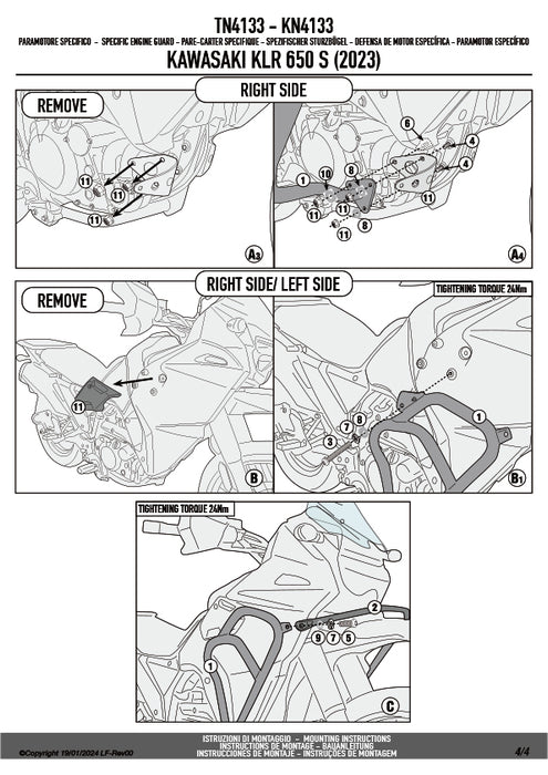 GIVI TN4133 エンジンガード クラッシュバー ブラック／KAWASAKI KLR 650 S / KAWASAKI KLR 650専用