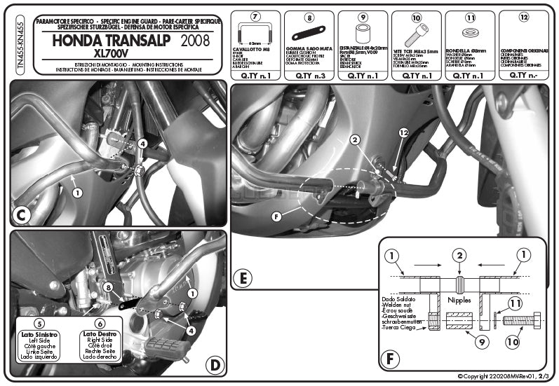 GIVI TN455 エンジンガード クラッシュバー ブラック／HONDA XL700V トランザルプ専用