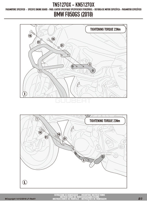 GIVI TN5127OX エンジンガード クラッシュバー ステンレス／BMW F 750 GS / BMW F 850 GS専用