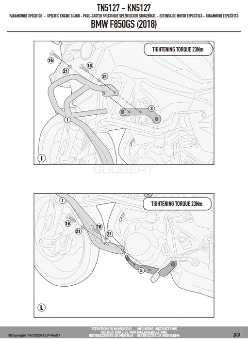 GIVI TN5127 エンジンガード クラッシュバー ブラック／BMW F 750 GS / BMW F 850 GS専用