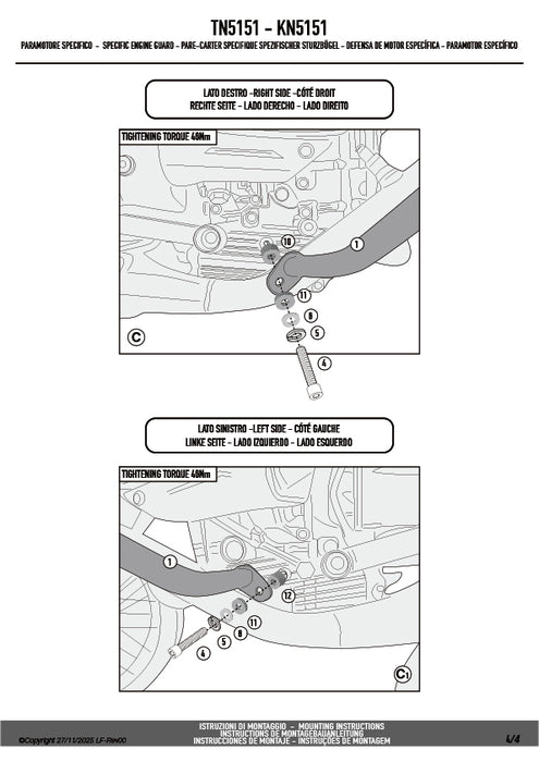 GIVI TN5151 エンジンガード クラッシュバー ブラック スチール製｜BMW R 12 G/S 対応