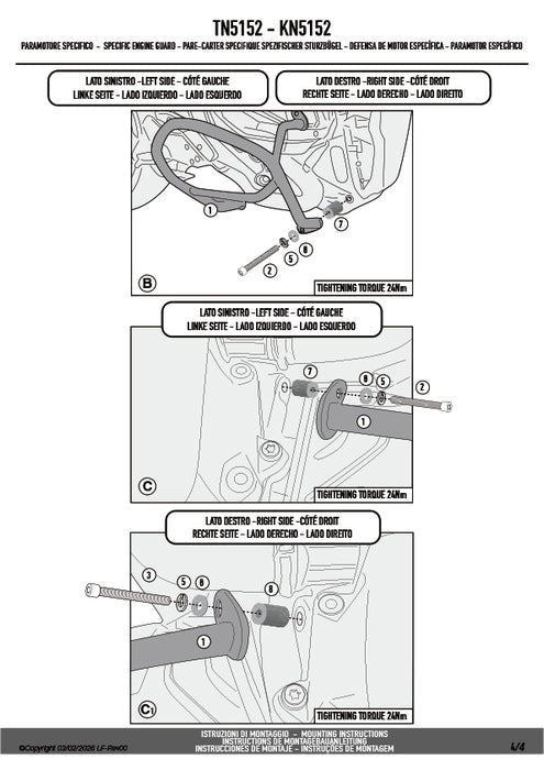 GIVI TN5152 エンジンガード クラッシュバー ブラック スチール製｜BMW R 1300 RS / R 1300 R 対応