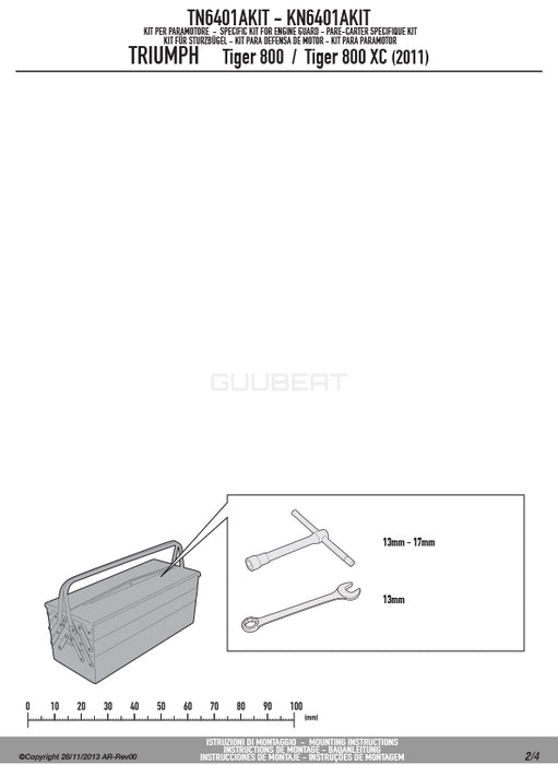 GIVI TN6401AKIT 取付ステー エンジンガード クラッシュバー用／TRIUMPH タイガー 800 / TRIUMPH タイガー 800 XC / TRIUMPH タイガー 800 XR専用