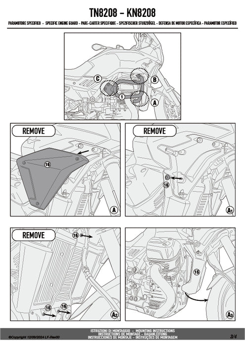 GIVI TN8208 エンジンガード クラッシュバー ブラック／MOTO GUZZI ステルヴィオ 1000専用