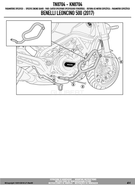 GIVI TN8704 エンジンガード クラッシュバー ブラック／BENELLI レオンチーノ 500 / BENELLI レオンチーノ 500 トレール専用