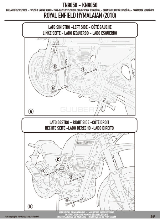 GIVI TN9050 エンジンガード クラッシュバー ブラック／ROYAL ENFIELD スクラム 411 / ROYAL ENFIELD ヒマラヤ / ROYAL ENFIELD ヒマラヤ専用