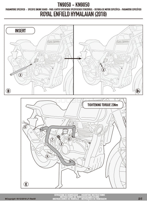 GIVI TN9050 エンジンガード クラッシュバー ブラック／ROYAL ENFIELD スクラム 411 / ROYAL ENFIELD ヒマラヤ / ROYAL ENFIELD ヒマラヤ専用