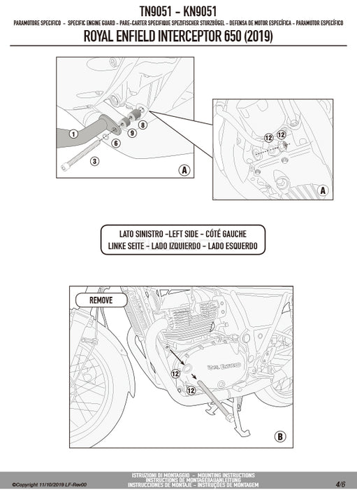 GIVI TN9051 エンジンガード クラッシュバー ブラック／ROYAL ENFIELD コンチネンタル GT 650 / ROYAL ENFIELD インターセプター 650専用