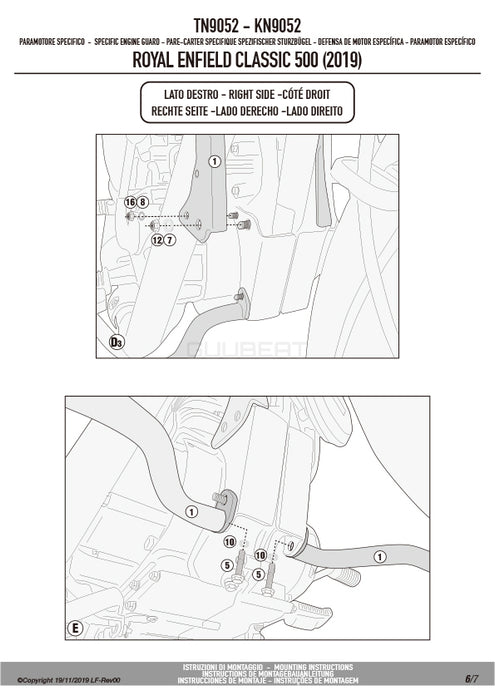 GIVI TN9052 エンジンガード クラッシュバー ブラック／ROYAL ENFIELD クラシック 500専用